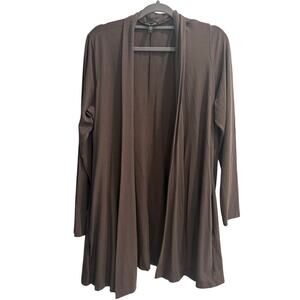 Eileen Fisher Size Medium M Greige Long Sleeve Open Cardigan Lightweight